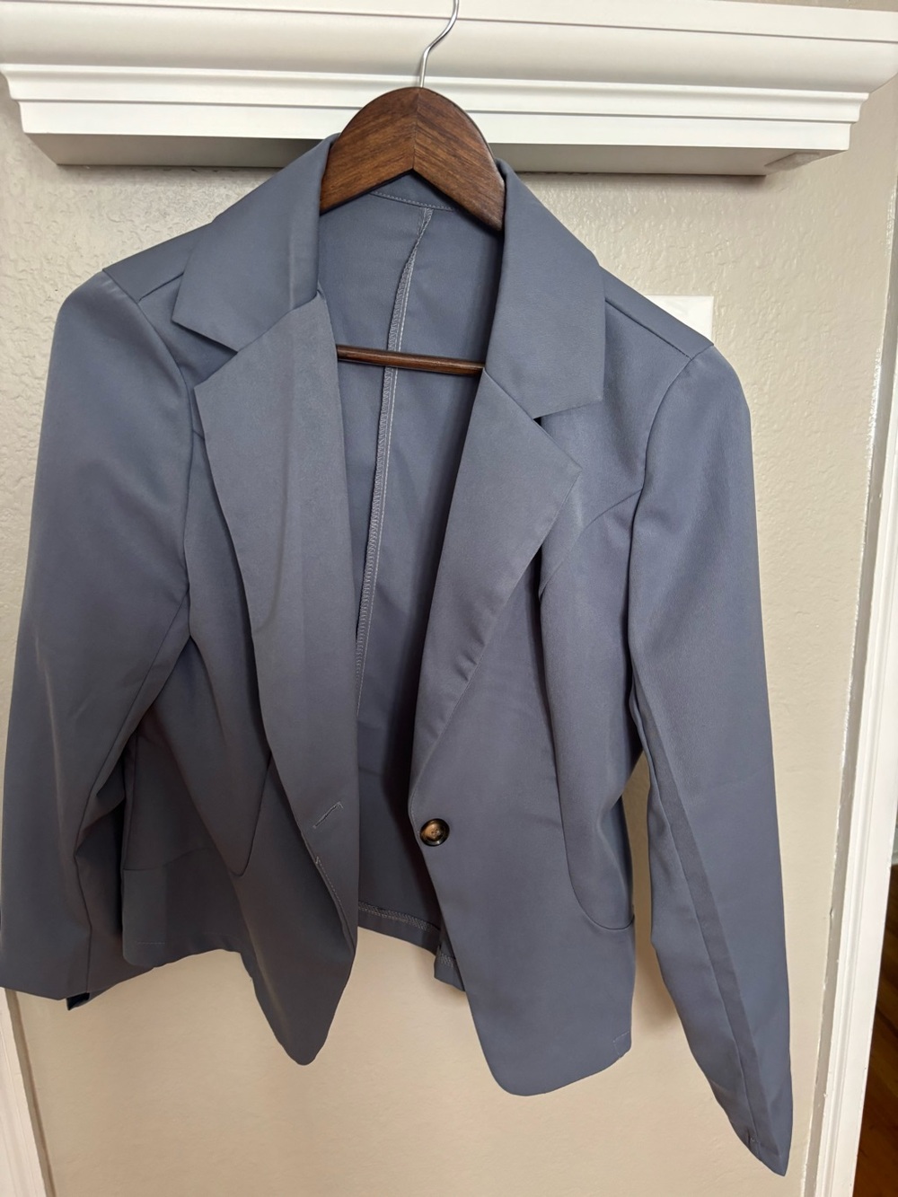 SHEIN Women's Single-Button Notched Lapel Blazer in Slate Blue Gray